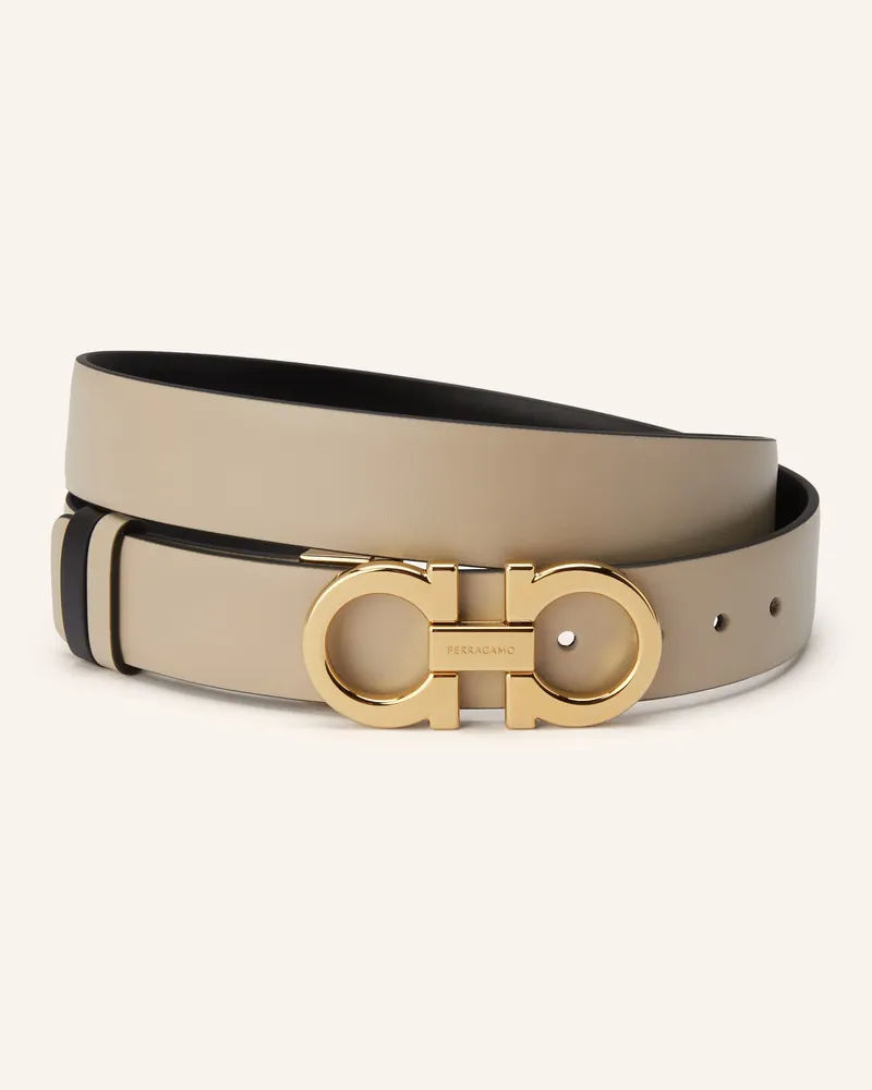 Ferragamo Ledergürtel DONNA zum Wenden Beige