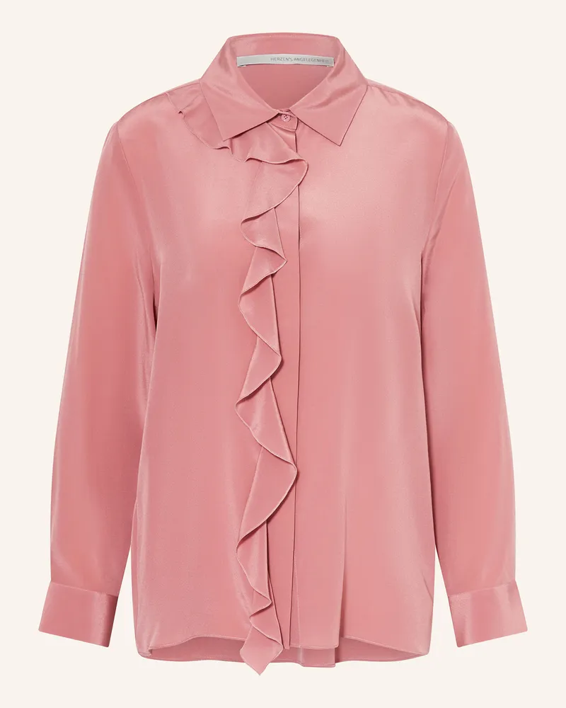 Herzen's Angelegenheit Seidenbluse Mit Volants rosa Altrosa