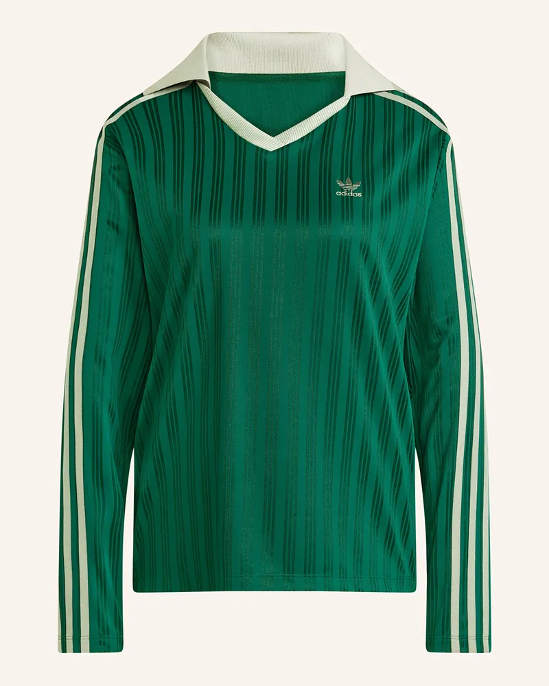 adidas Longsleeve Adicolor Football Jacquard V-Neck gruen Grün