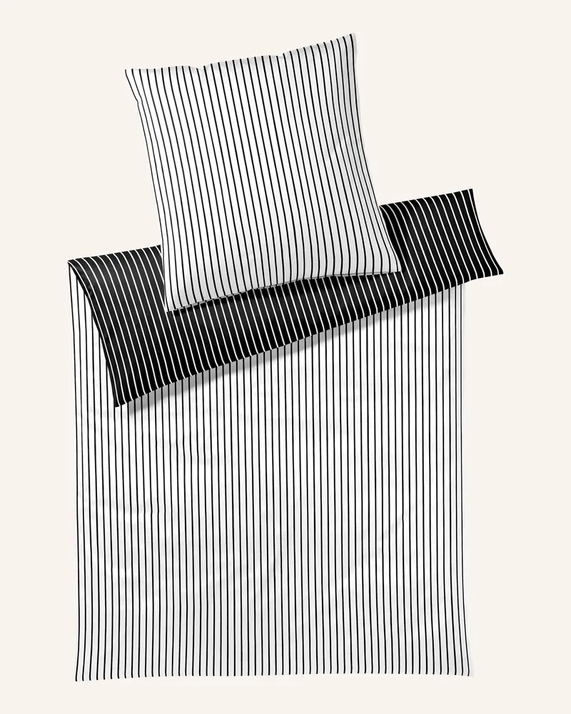 elegante Bettwäsche LINED zum Wenden Weiss