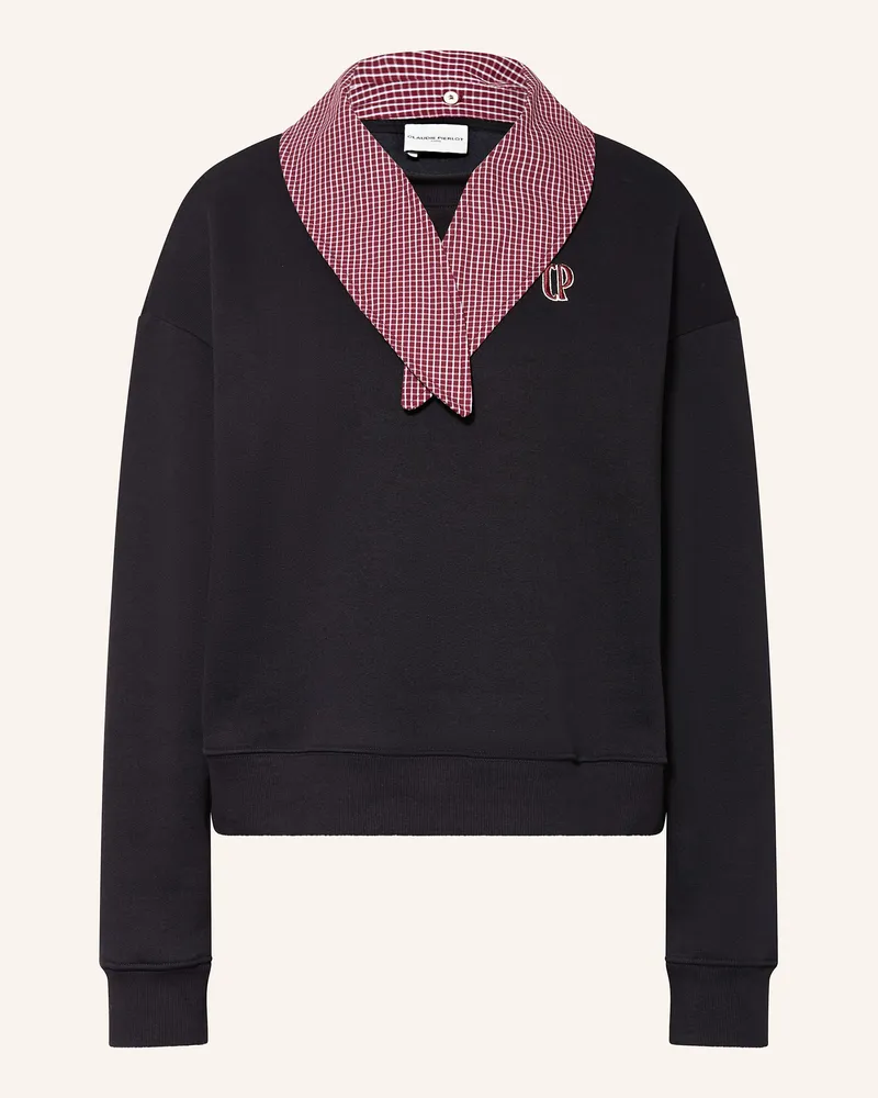 Claudie Pierlot Sweatshirt mit abnehmbarem Kragen Dunkelblau