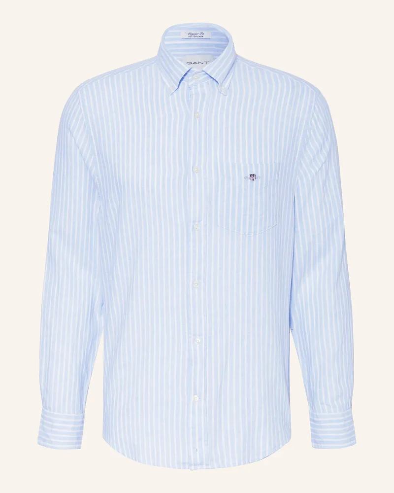 Gant Hemd Regular Fit mit Leinen Hellblau