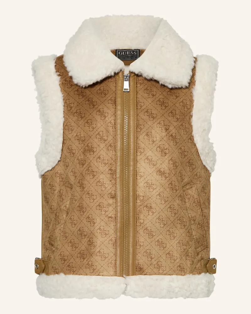 Guess Weste mit Teddyfell Braun
