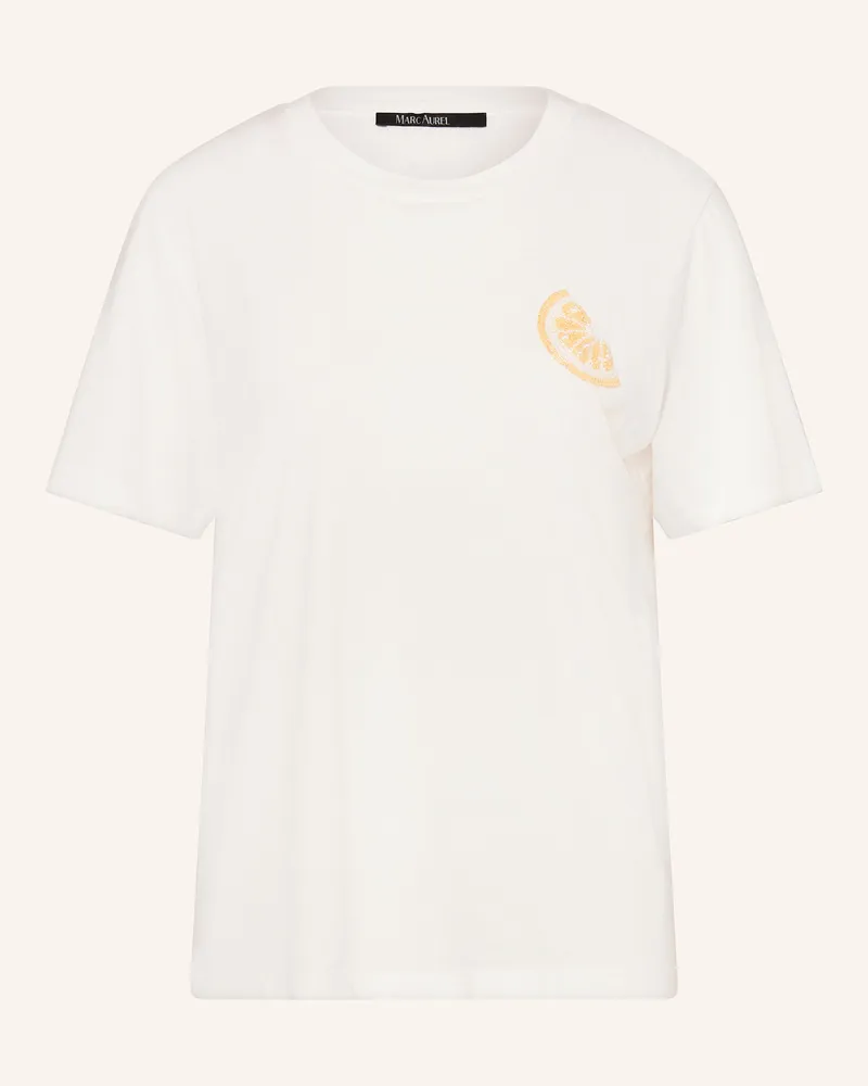 MARC AUREL T-Shirt Mit Schmuckperlen weiss Gelb