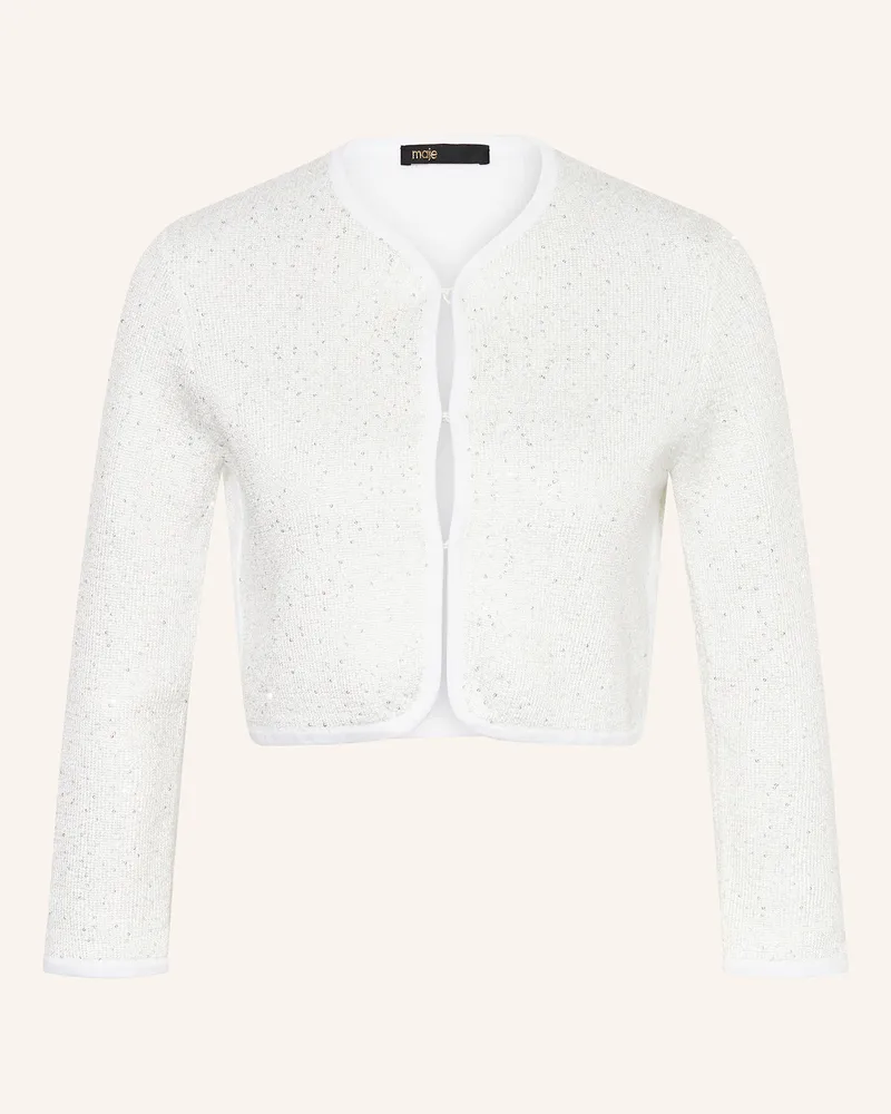 Maje Strick-Bolero mit Pailletten Weiss