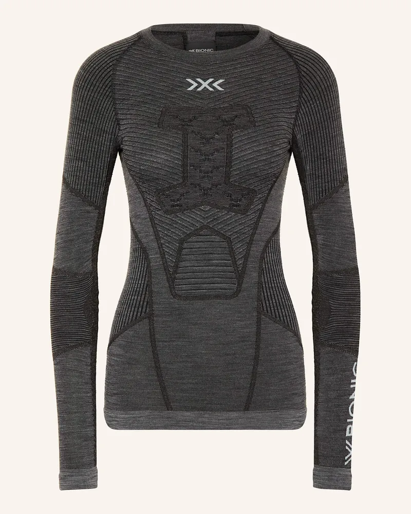 X-Bionic Funktionswäsche-Shirt SYMBIO MERINO aus Merinowolle Dunkelgrau