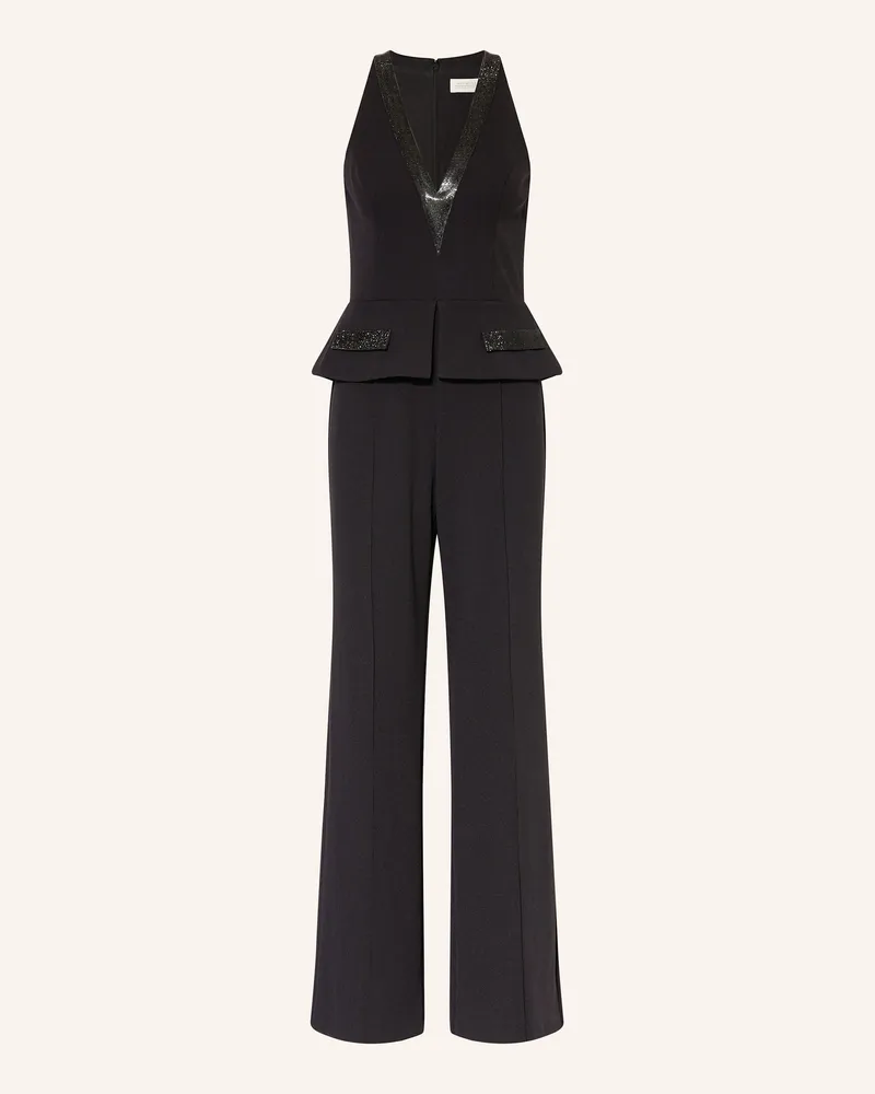 Adrianna Papell Jumpsuit mit Schmucksteinen Schwarz