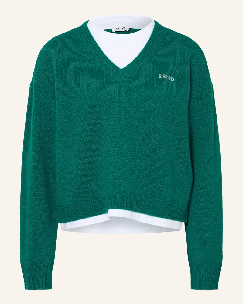 Liu Jo Pullover Im Materialmix gruen Dunkelgrün