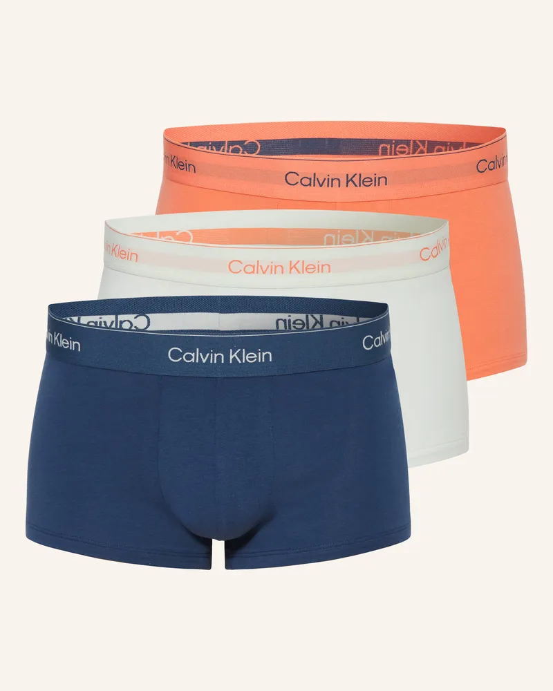 Calvin Klein 3er-Pack Boxershorts Icon Cotton Stretch Low Rise orange Blau
