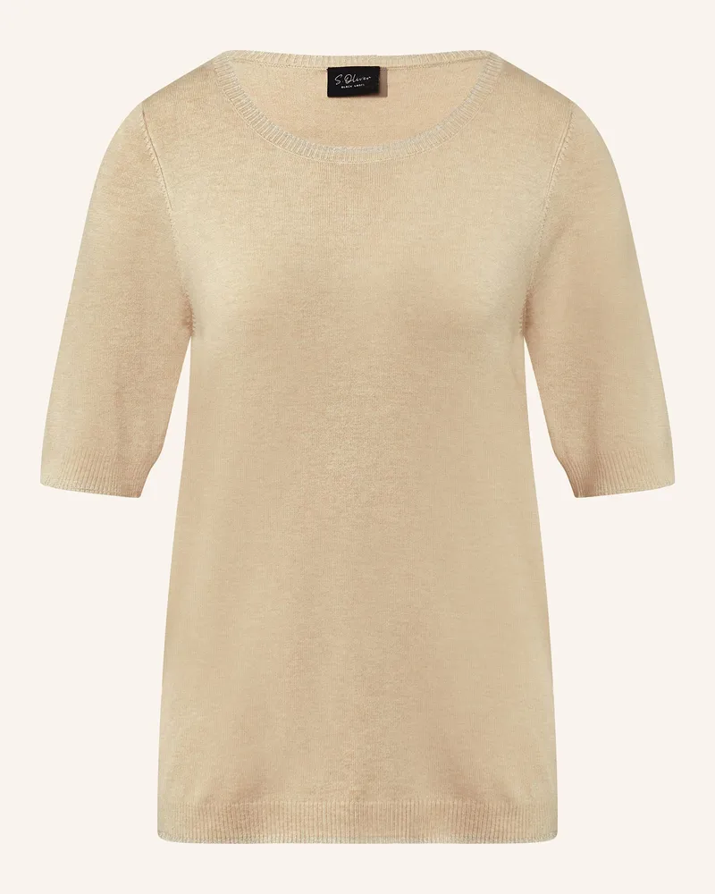 S.Oliver Strickshirt mit Glitzergarn Hellbraun