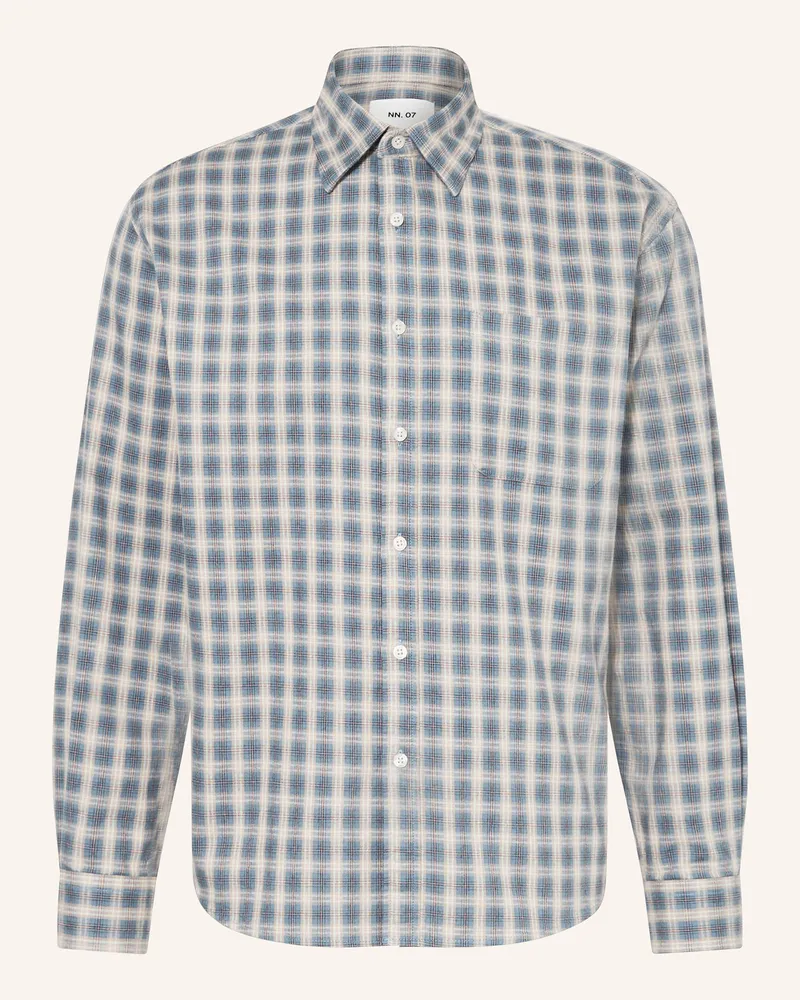 NN 07 Flanellhemd Deon Comfort Fit blau Hellblau