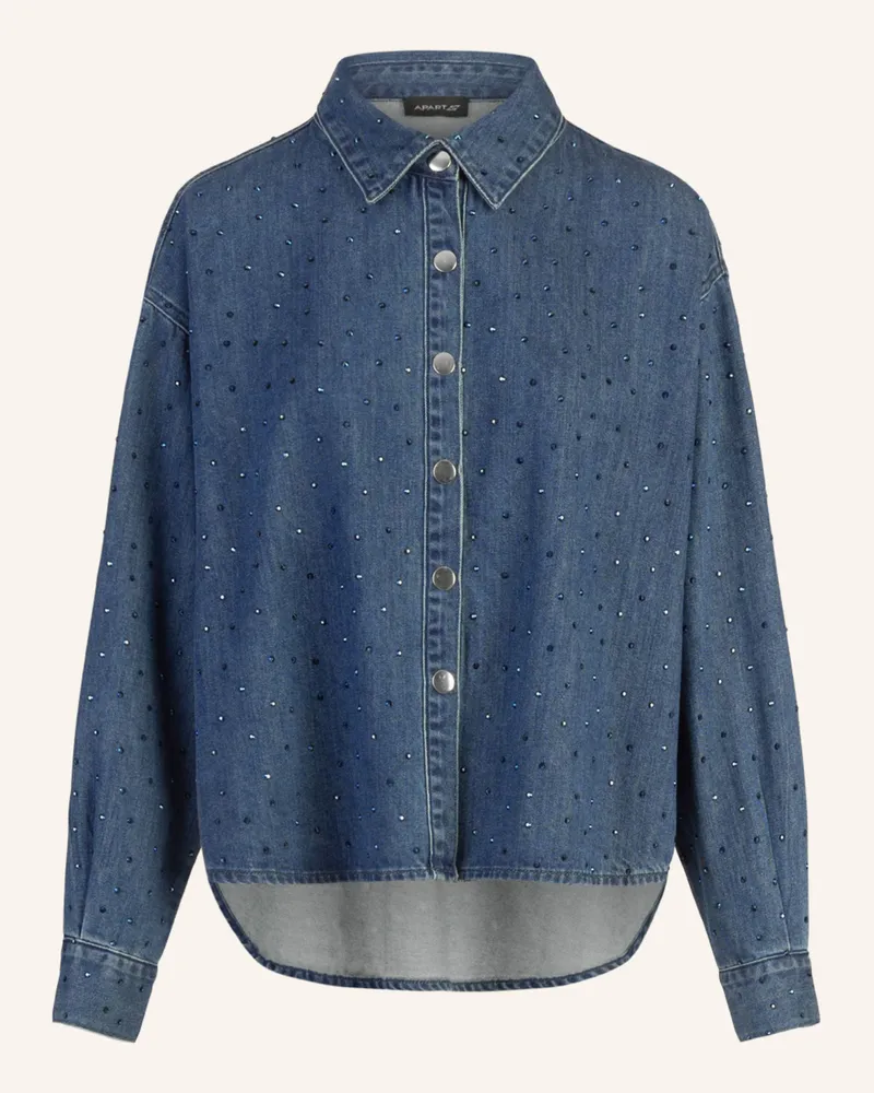 Apart Jeanshemd mit Kristallsteinen Blau