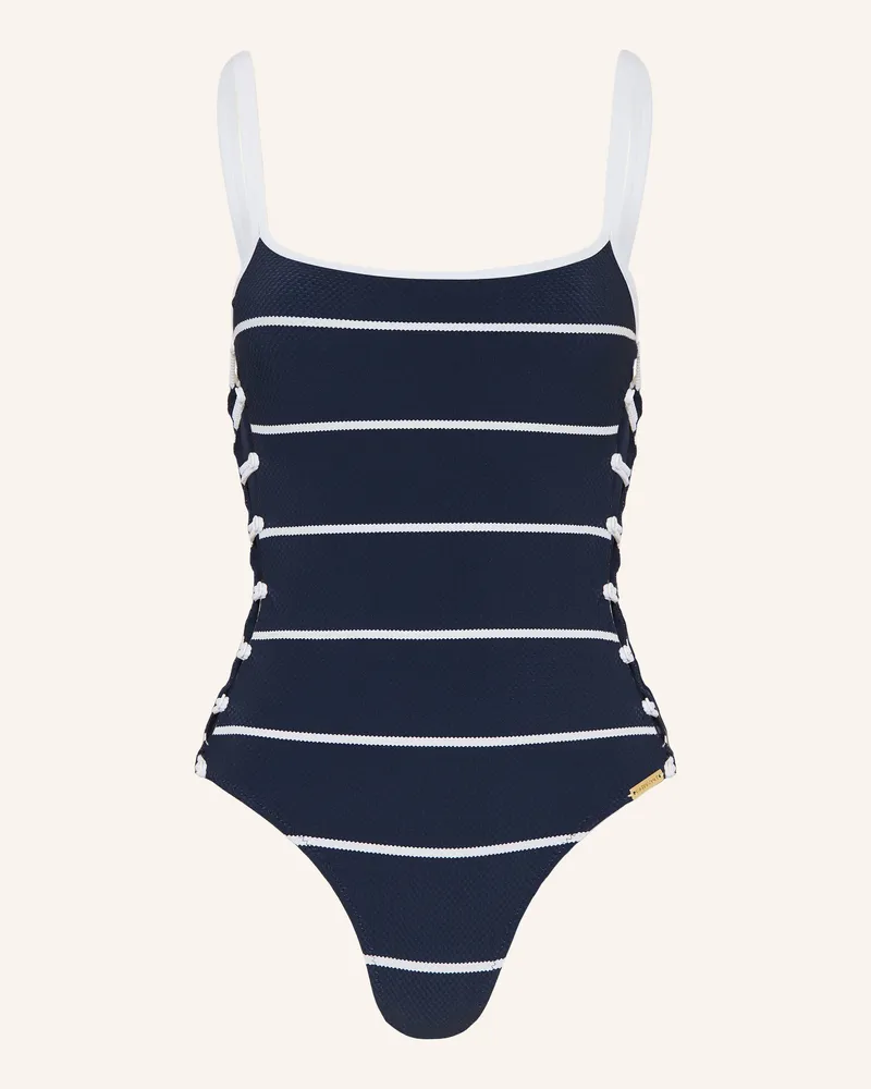 watercult Badeanzug Coastal Lines blau Dunkelblau