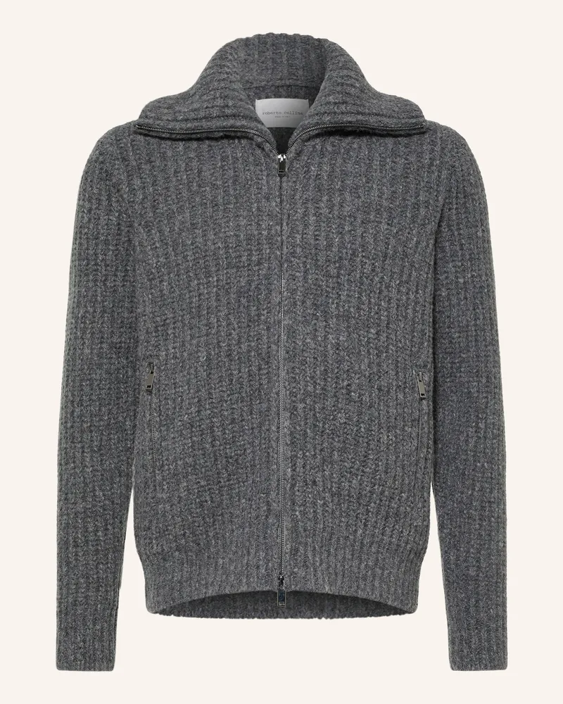 Roberto Collina Strickjacke grau Dunkelgrau