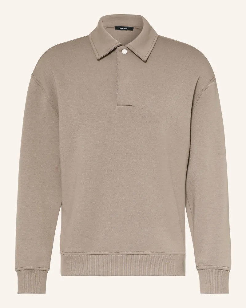 Reiss Sweat-Poloshirt Brooks braun Taupe