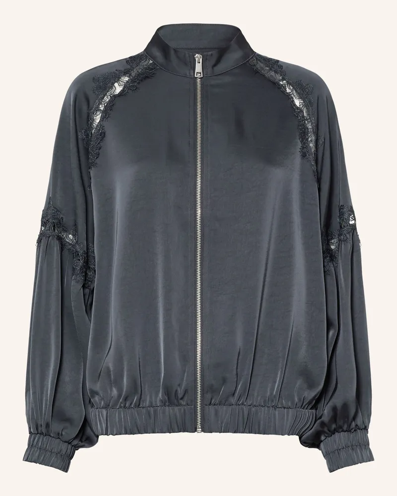 Lollys Laundry Satinblouson Catalinall Mit Spitze schwarz Dunkelgrau