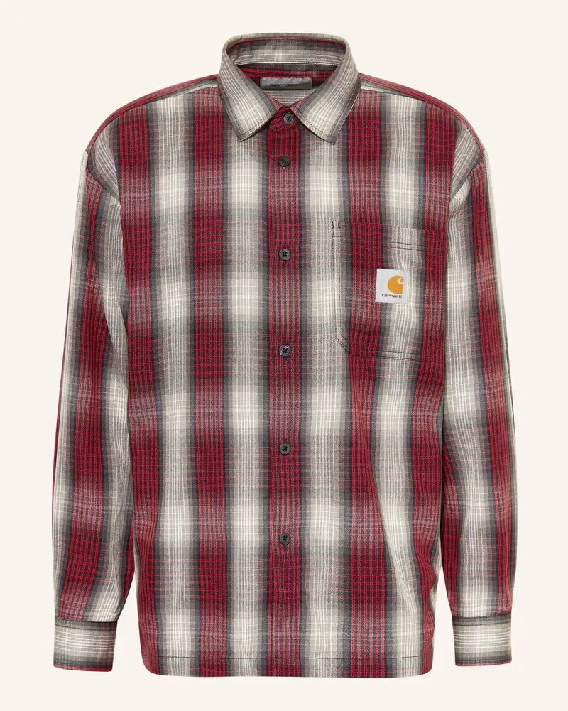 Carhartt WIP Hemd Harlin Comfort Fit rot Hellgrau