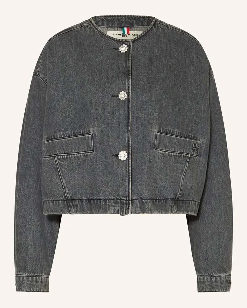Riani Jeansjacke mit Schmucksteinen Dunkelgrau