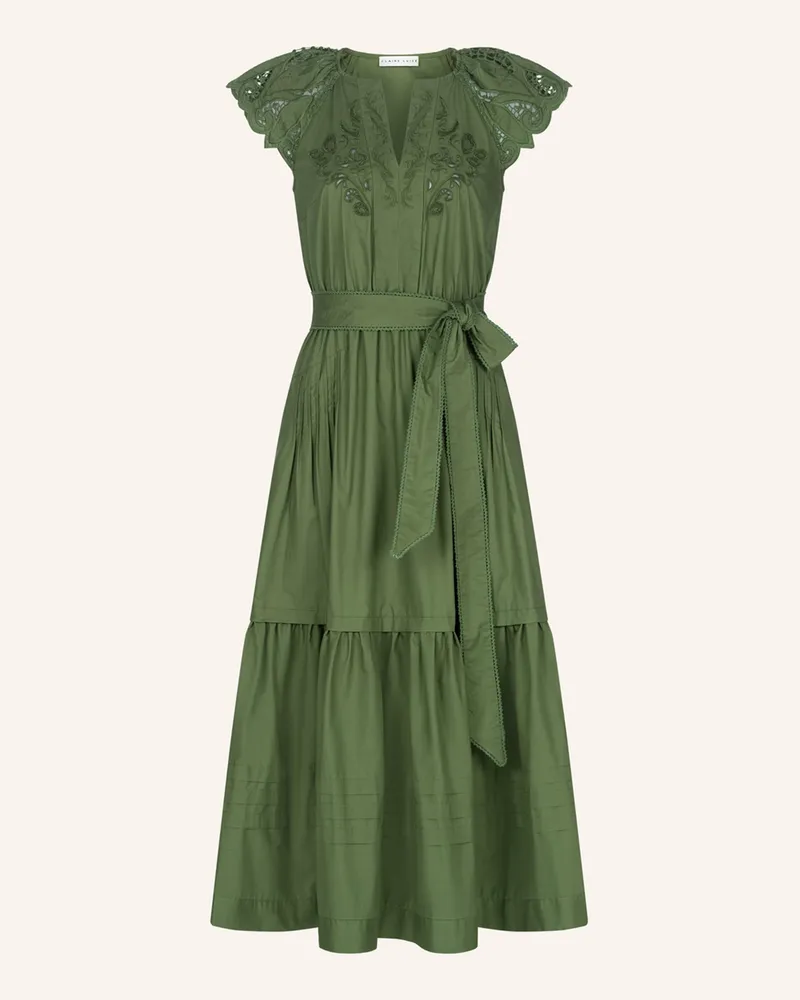 CLAIRE LUISE Midikleid mit Stickerei Grün