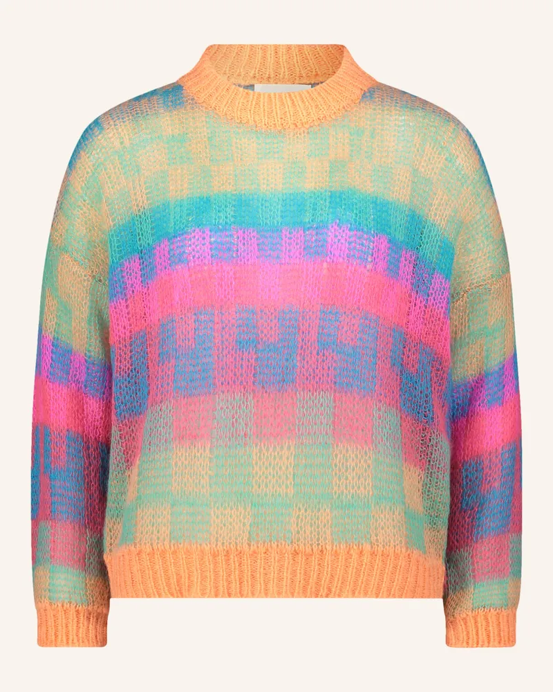 Cartoon Pullover Mit Mohair pink Hellgrün