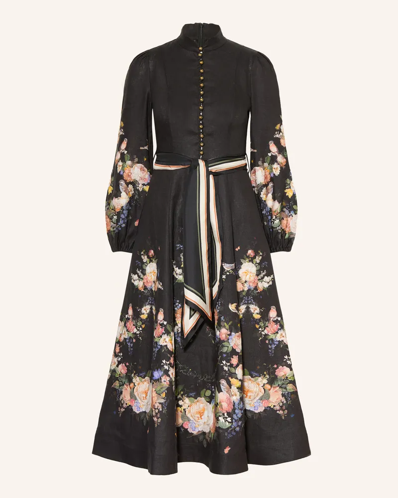 Zimmermann Leinenkleid Valiant schwarz Schwarz