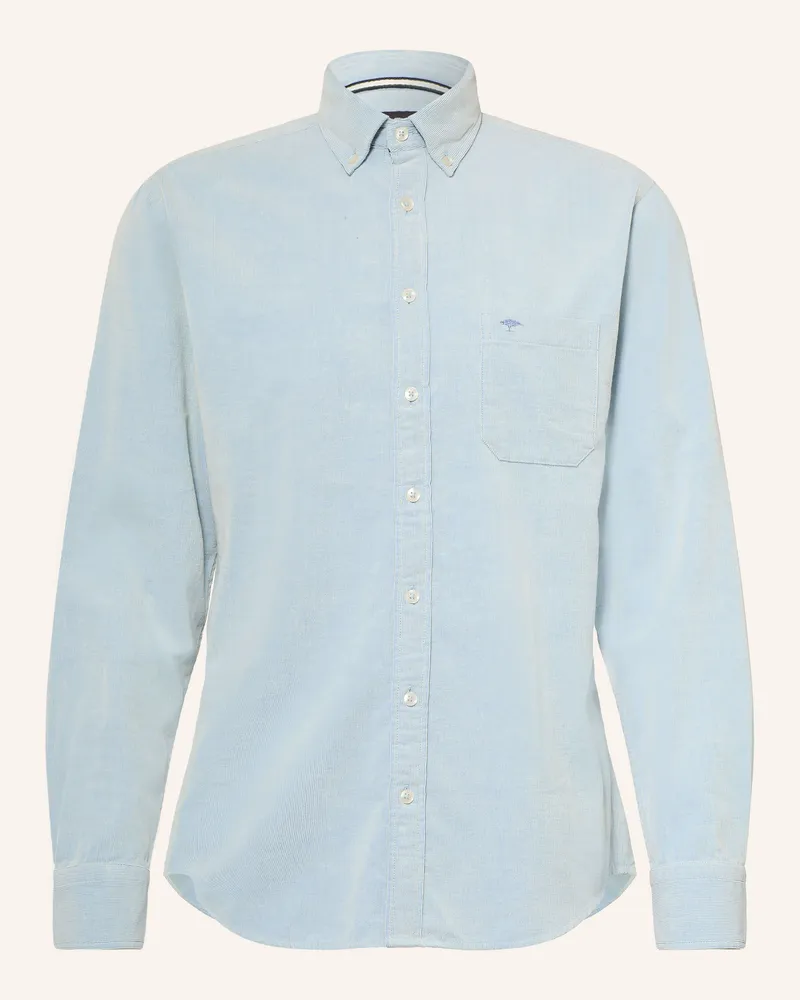 Fynch-Hatton Cordhemd Regular Fit weiss Hellblau