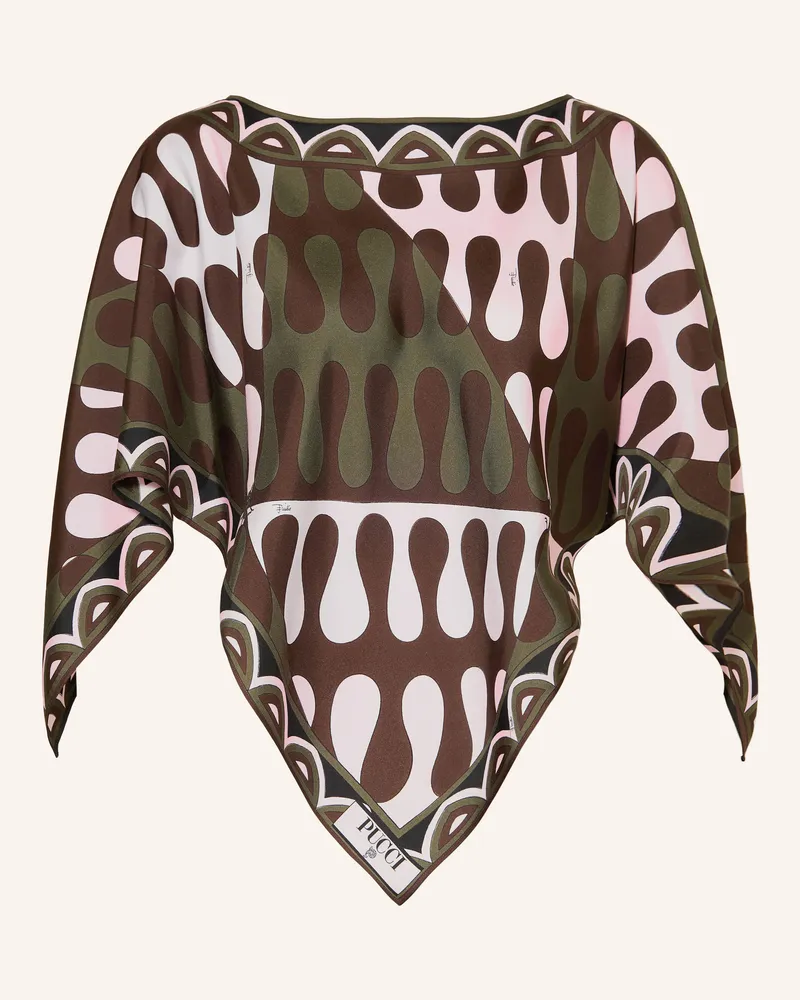 Emilio Pucci Blusenshirt Aus Seide gruen Dunkelbraun