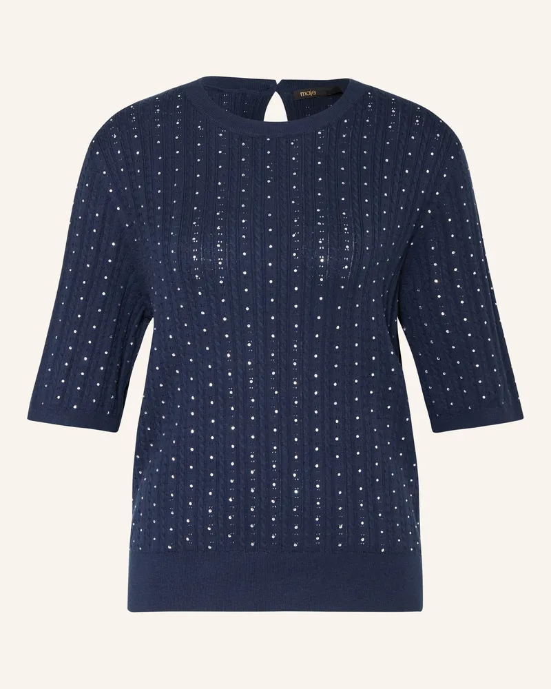 Maje Strickshirt mit Schmucksteinen Dunkelblau