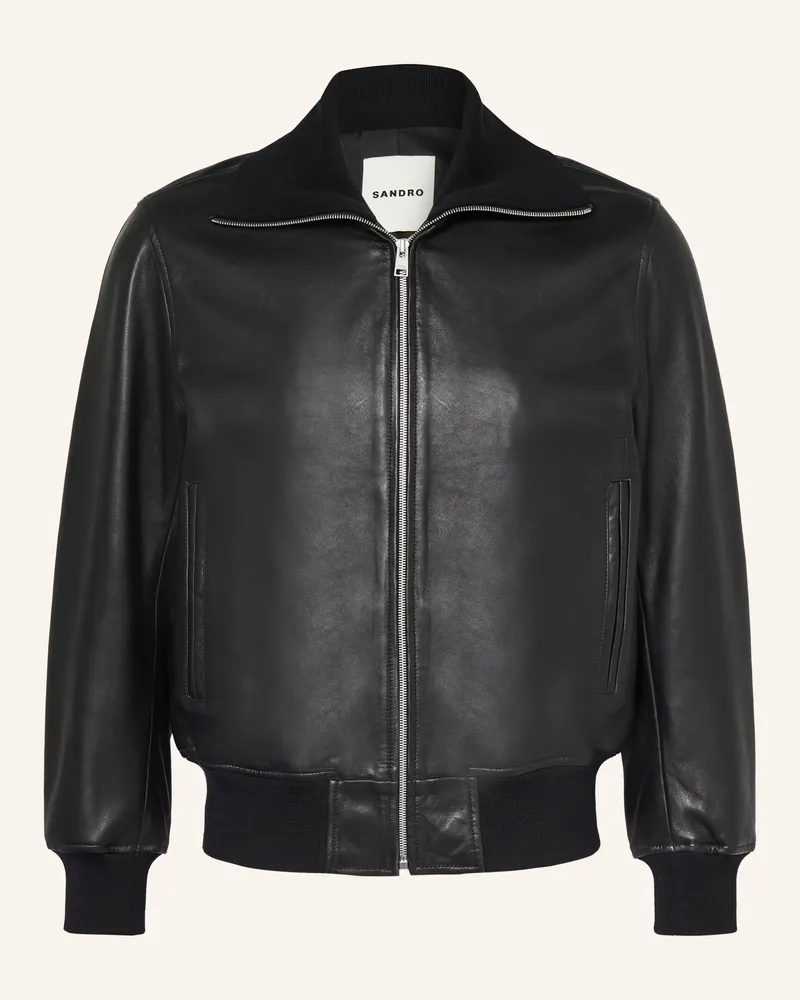 Sandro Lederjacke schwarz Schwarz