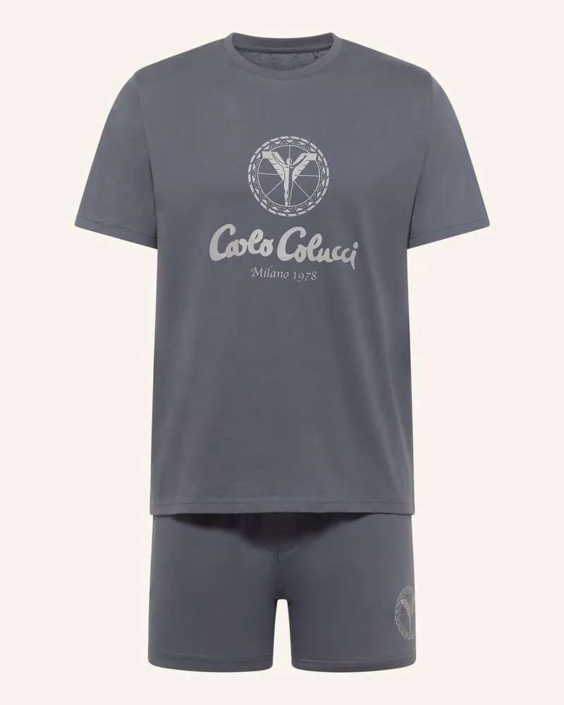 Carlo Colucci Herren Shorty Pyjama Set Ferremi grau Grau
