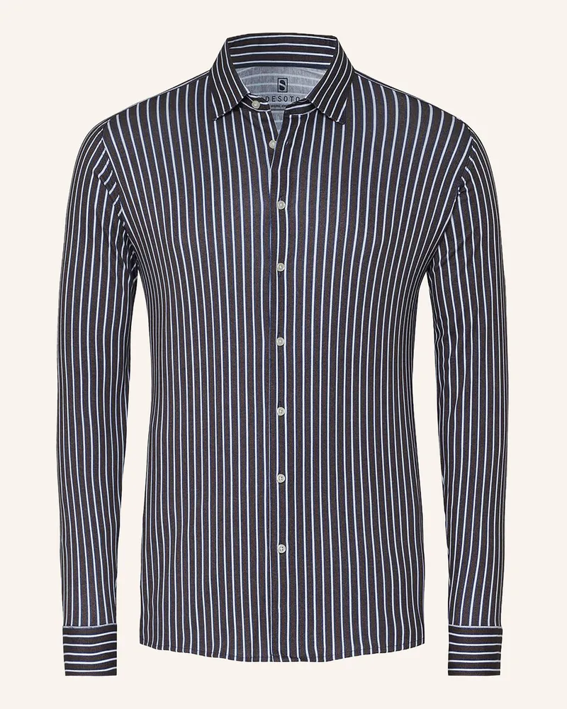 DESOTO Jerseyhemd Slim Fit braun Dunkelblau