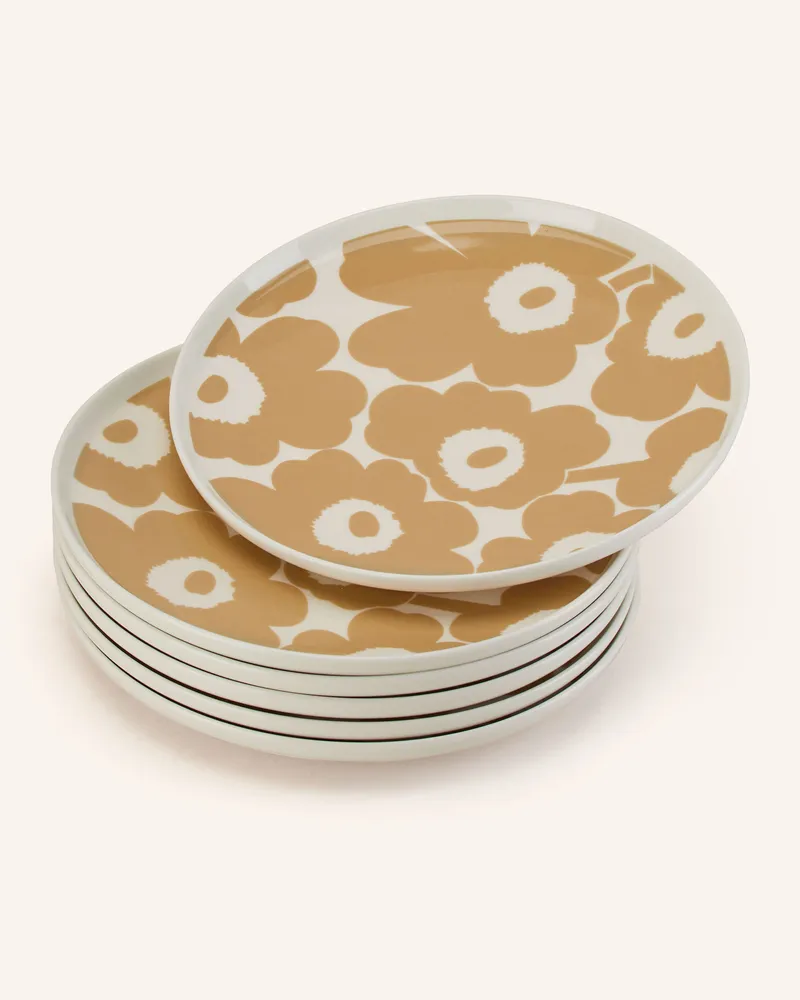 Marimekko 6er-Set Speiseteller Oiva/Unikko beige Creme
