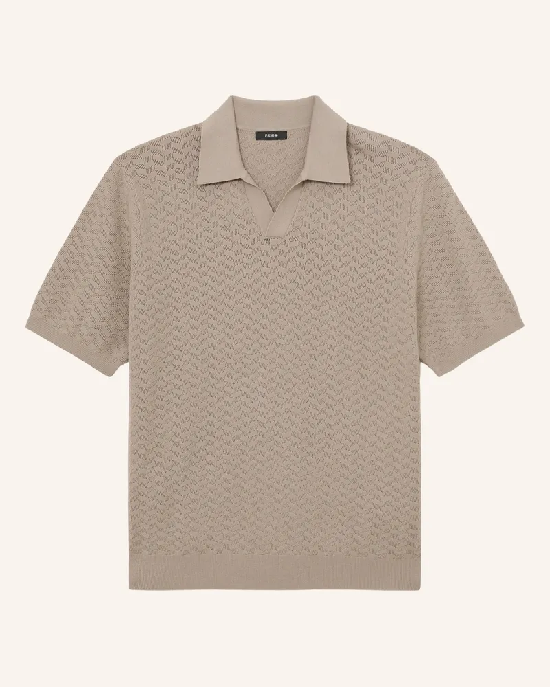 Reiss Strick-Poloshirt Sol braun Taupe