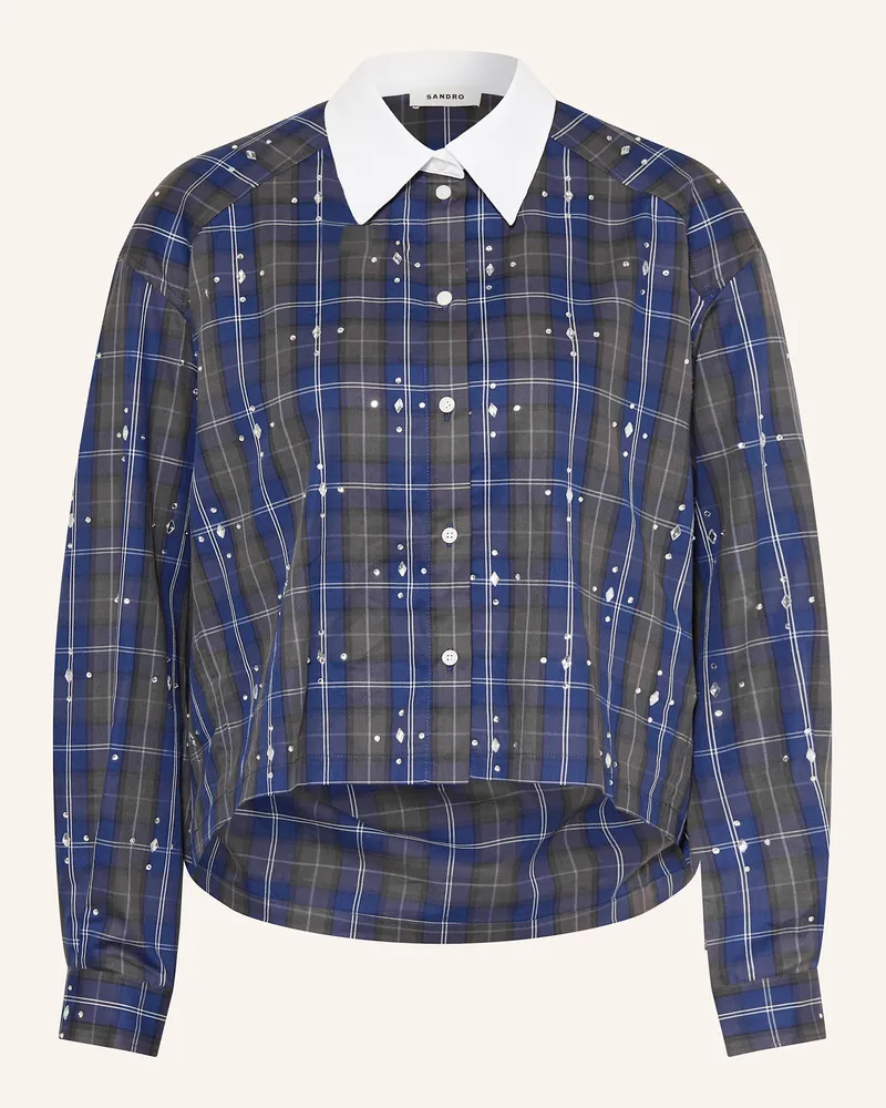 Sandro Hemdbluse mit Schmucksteinen Dunkelblau