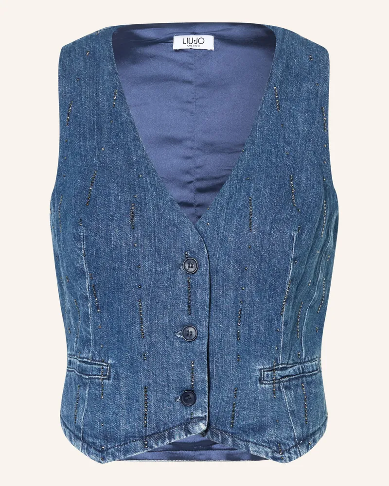 Liu Jo Jeansweste mit Schmucksteinen Blau