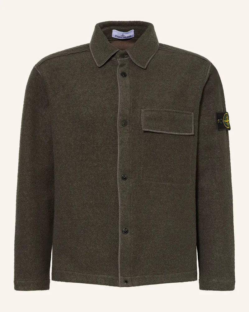 Stone Island Overjacket Aus Bouclé gruen Grau