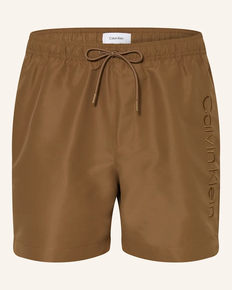 Calvin Klein Badeshorts LOGO EMBROIDERY Braun