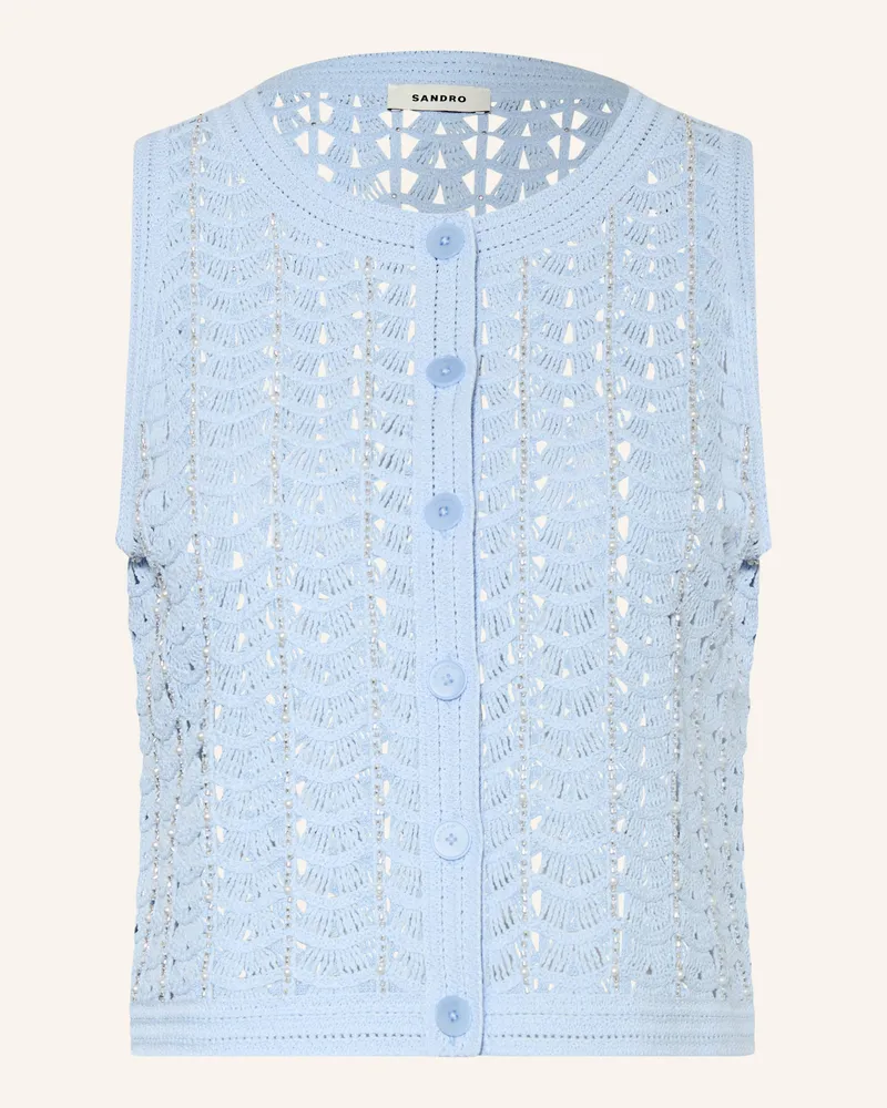 Sandro Strickweste Mit Schmuckperlen blau Hellblau