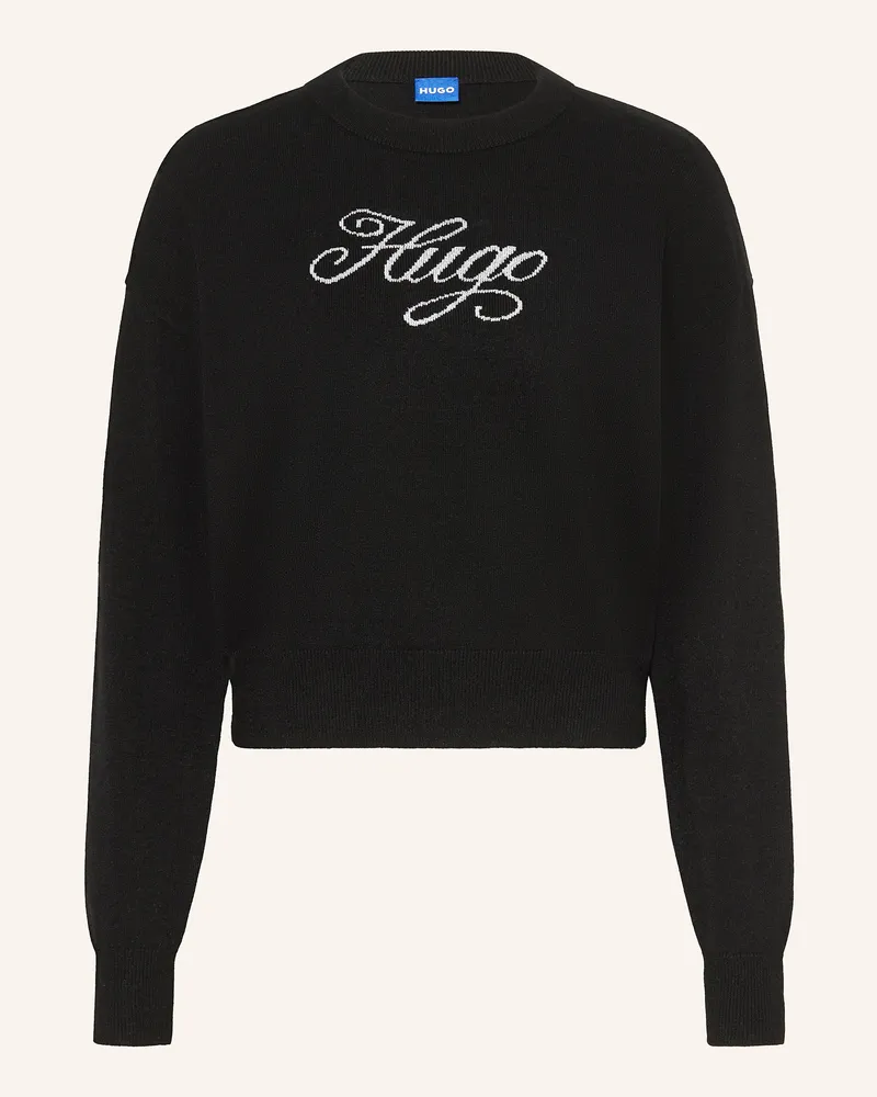 HUGO BOSS Pullover SLOGIX mit Glitzergarn Schwarz