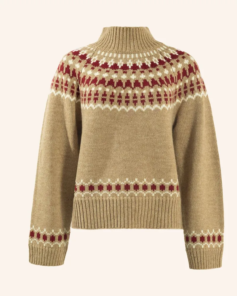 ADLYSH Pullover WOLLPULLOVER MIT JACQUARDMUSTER Braun