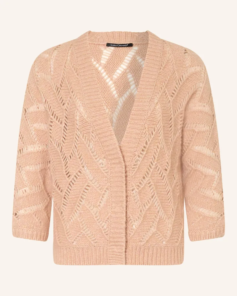 Luisa Cerano Strickjacke Mit Alpaka Und 3/4-Arm rosa Camel
