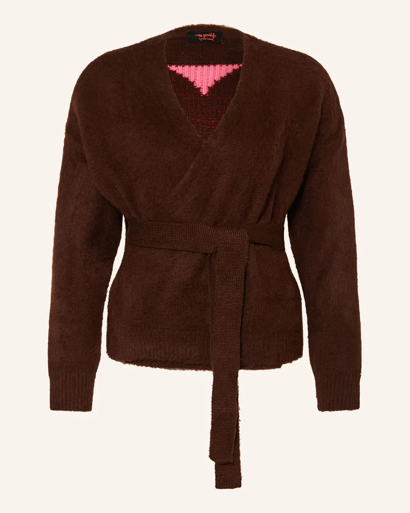 Miss Goodlife Strickjacke mit Alpaka Dunkelbraun