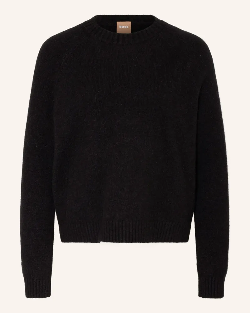 HUGO BOSS Pullover FEBISAN mit Alpaka Schwarz