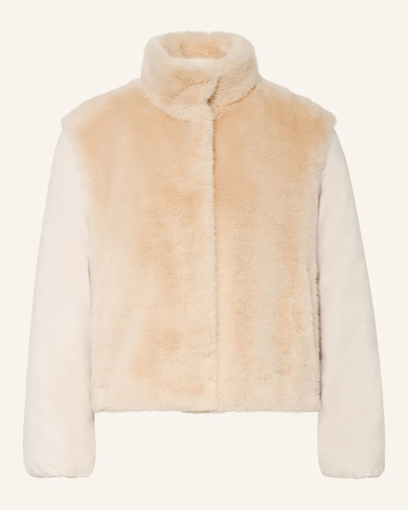 Herno Kunstfell-Jacke Im Materialmix weiss Beige