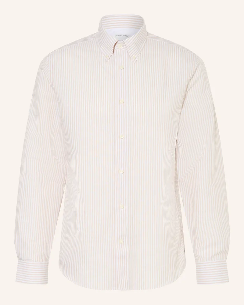 Tiger of Sweden Hemd Bjorn Comfort Fit Mit Leinen beige Hellbraun