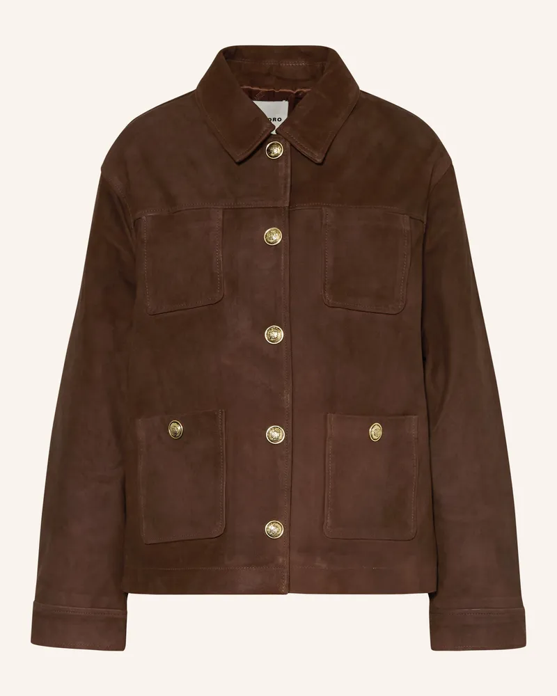 Sandro Lederjacke schwarz Dunkelbraun