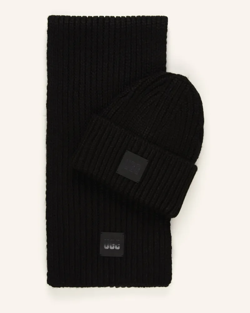 UGG Set: Schal und Mütze Schwarz