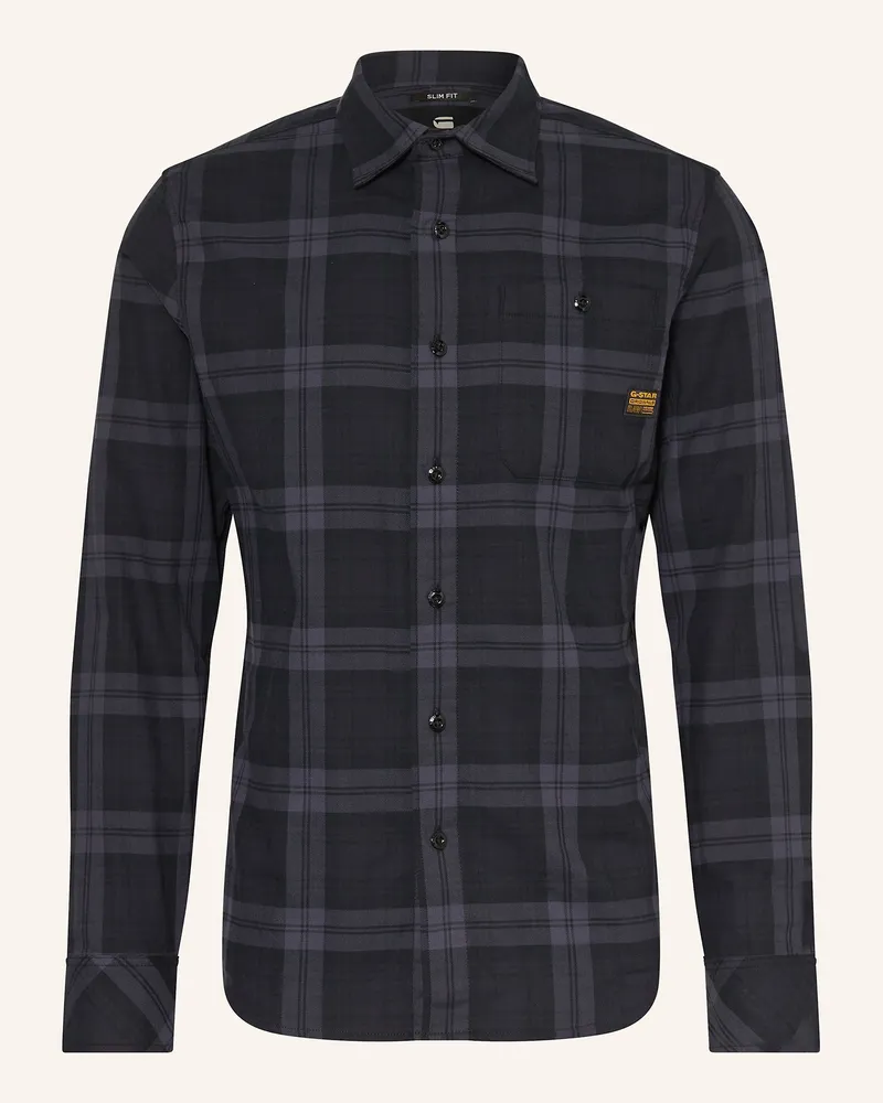 G-STAR RAW Flanellhemd Bristum 2.0 Slim Fit blau Dunkelgrau
