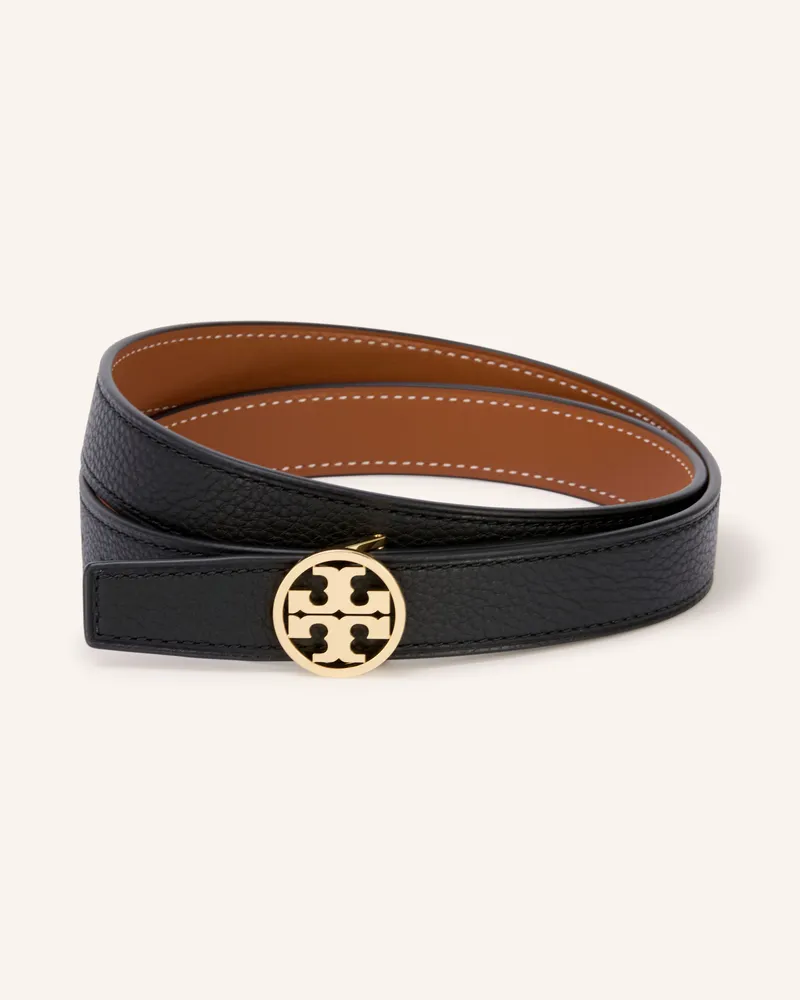 Tory Burch Ledergürtel Miller Zum Wenden schwarz Schwarz