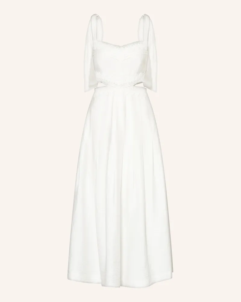 Sandro Kleid mit Leinen und Cut-outs Weiss